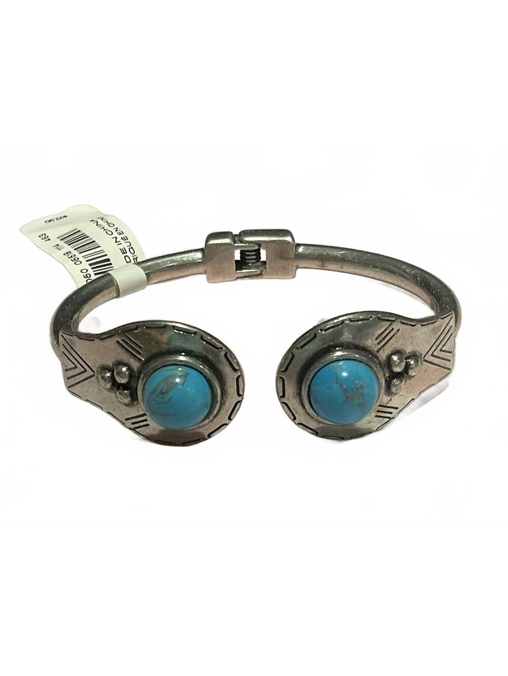 Express Silver Toned Hinged Bangle Bracelet #1063